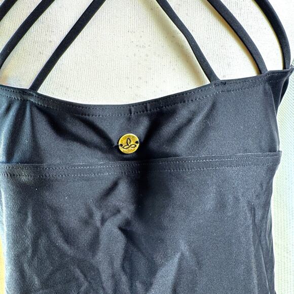 NWT prAna Kayana Strappy Tankini Swimsuit Top Black 38 D Sz L Econyl UPF 50+ - Picture 8 of 9